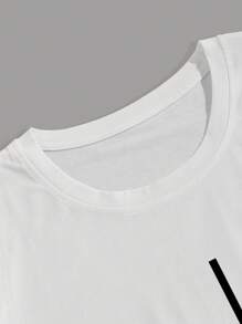 Manfinity Homme Áo Phông Nam Phù Hợp Với Cổ Tròn Tay Ngắn Graphic Tee Chữ Đồ Họa Đơn Giản Mùa Hè Polyester - trắng - Xem 3