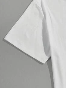 Manfinity Homme Áo Phông Nam Phù Hợp Với Cổ Tròn Tay Ngắn Graphic Tee Chữ Đồ Họa Đơn Giản Mùa Hè Polyester - trắng - Xem 4