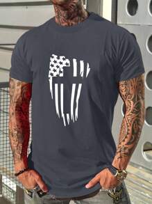 Manfinity Homme Men American Flag Print Tee - Dark Grey - View 1