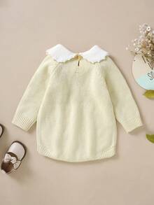 女嬰花卉刺繡彼得潘領插肩袖針織連身背心