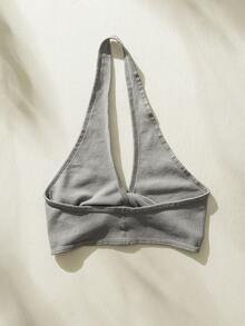 SHEIN Sujetador girante delantero halter - Gris - Ver 2
