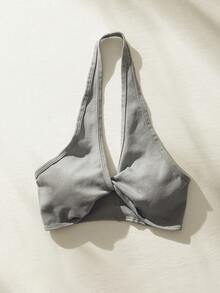 SHEIN Sujetador girante delantero halter - Gris - Ver 3