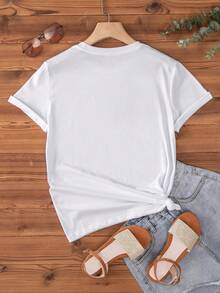 SHEIN LUNE Camiseta con estampado de oso - Blanco - Ver 2