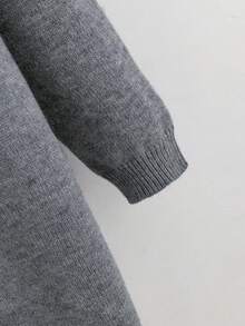 SHEIN Tween Boy 1pc Drop Shoulder Hooded Duster Cardigan - Dark Grey - View 4