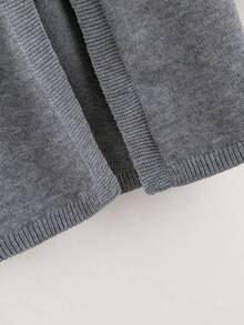 SHEIN Tween Boy 1pc Drop Shoulder Hooded Duster Cardigan - Dark Grey - View 5