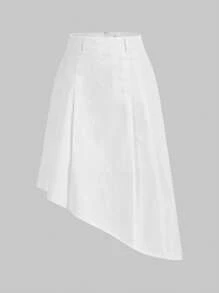 NAFA CELEBRATE YOUR WAY 素色不對稱下擺半身裙 - 白色 - 查看 1