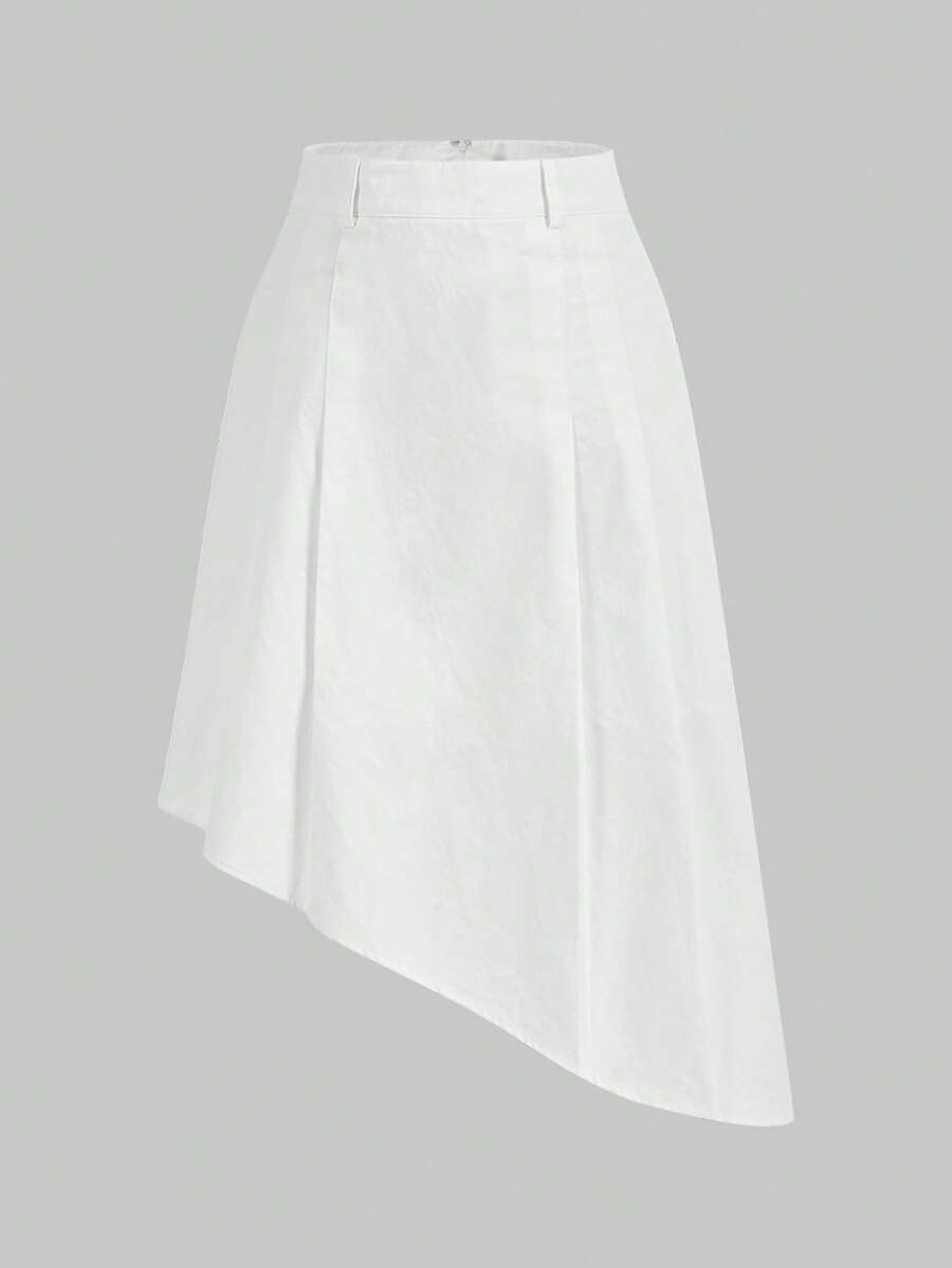 NAFA CELEBRATE YOUR WAY 素色不對稱下擺半身裙 - 白色 - 查看 1