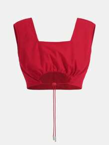 NAFA STREET FIVE Crop Bluse mit Einfarbig Schnürung vorne,