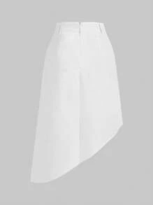 NAFA CELEBRATE YOUR WAY 素色不對稱下擺半身裙 - 白色 - 查看 2