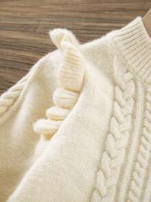 Young Girl Ruffle Trim Sweater Dress - Apricot - View 4