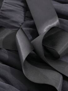 DAZY 素色網紗覆蓋腰帶喇叭半身裙 - 灰色 - 查看 9