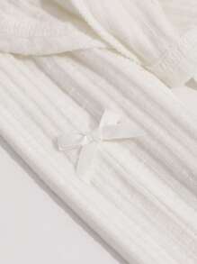 DAZY 纯色前开式短款上衣 女式长袖上衣 - 白色 - 查看 3