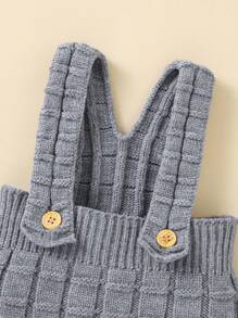 女嬰素色針織連身褲&帽不帶T恤 - 灰色 - 查看 3