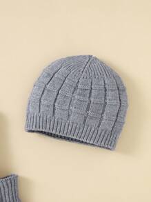 女嬰素色針織連身褲&帽不帶T恤 - 灰色 - 查看 4