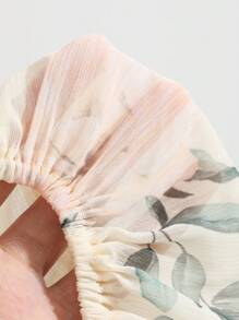 DAZY Floral Print Tie Back Lantern Sleeve Blouse,Long Sleeve Tops,Ruffle,Fall Women Clothes Vacation Outfits Women - Beige - View 8