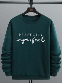 Men Letter Graphic Sweatshirt - Dark Green - View 1