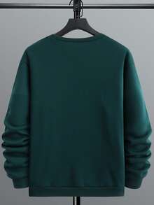 Men Letter Graphic Sweatshirt - Dark Green - View 2