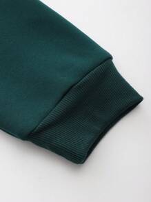 Men Letter Graphic Sweatshirt - Dark Green - View 3