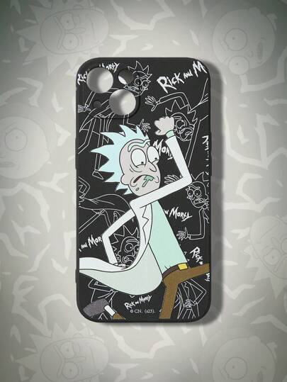 Rick and Morty | ROMWE 1 pièce Coque de téléphone en silicone avec graphisme de dessin animé compatible avec l'iPhone