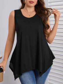 SHEIN LUNE Talla grande Top tank unicolor bajo asimétrico