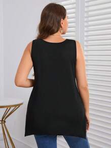 SHEIN LUNE Talla grande Top tank unicolor bajo asimétrico