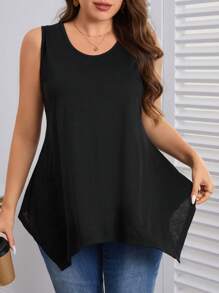 SHEIN LUNE Talla grande Top tank unicolor bajo asimétrico