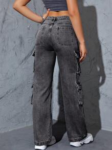 Flap Pocket Side Cargo Jeans