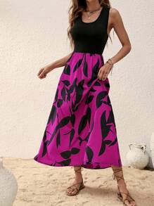 SHEIN Clasi Graphic Print Sleeveless A-line Dress - Purple - View 4