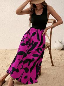 SHEIN Clasi Graphic Print Sleeveless A-line Dress - Purple - View 6