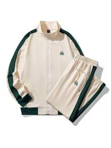 Manfinity Homme Men Contrast Side Seam Jacket & Drawstring Waist Shorts Track Suit - Multicolor - View 3