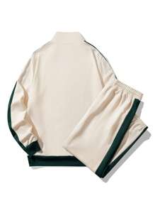 Manfinity Homme Men Contrast Side Seam Jacket & Drawstring Waist Shorts Track Suit - Multicolor - View 2