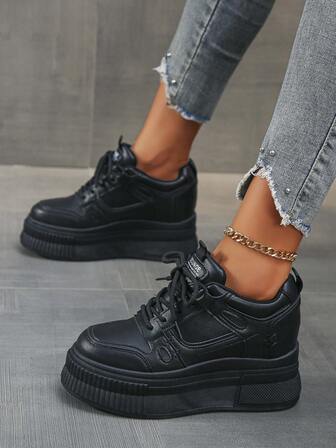 增高,舒服的和時尚女性防水坡跟運動鞋帶粗鞋底,合適的適用於全部休閒場合