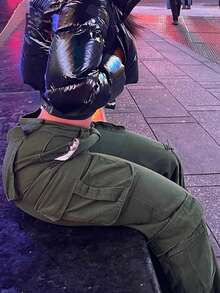 GILIPUR Pantalones cargo con bolsillo lateral con solapa - Verde militar - Ver 3