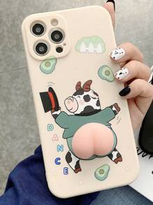 Funny Decompression Finger Pinch Cartoon Cow Phone Case Compatible With IPhone15/15Plus/15Pro/15Promax - Multicolor - View 2