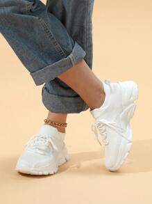 Trắng Mềm mại Nhẹ Thoáng khí Không giới tính Giải trí Vớ thể thao Giày dép - trắng - Xem 2