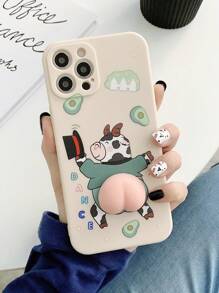 Funny Decompression Finger Pinch Cartoon Cow Phone Case Compatible With IPhone15/15Plus/15Pro/15Promax - Multicolor - View 3