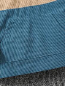 SHEIN Young Boy Colourblock Half Zip Kangaroo Pocket Hooded Jacket - Multicolor - View 3