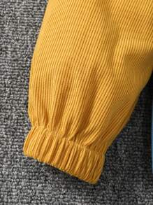 SHEIN Young Boy Colourblock Half Zip Kangaroo Pocket Hooded Jacket - Multicolor - View 4