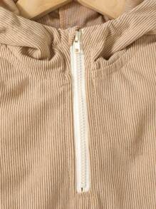 SHEIN Young Boy Colourblock Half Zip Kangaroo Pocket Hooded Jacket - Multicolor - View 6