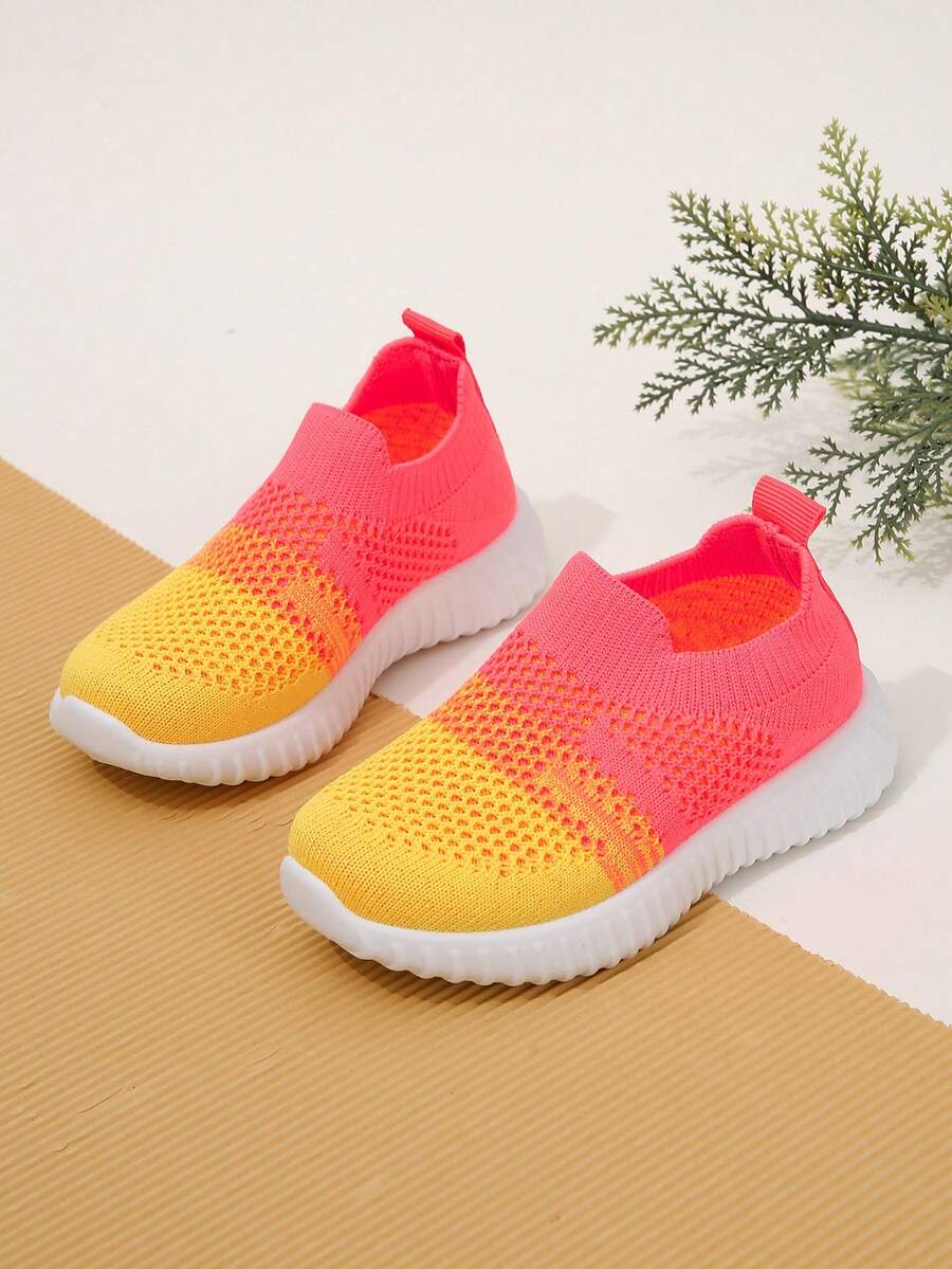 Zapatos deportivos recién llegados de color combinado sin cordones de niños, de moda & cómodo & versátil - Rosa Pálido - Ver 1