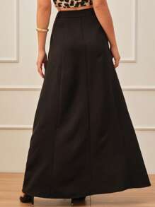 SHE(IN) BRASIL 素色拉鏈門襟半身裙 - 黑色 - 查看 2