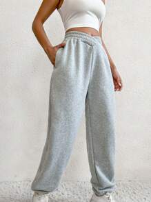 Flirla Solid Slant Pocket Joggers - Grey - View 6