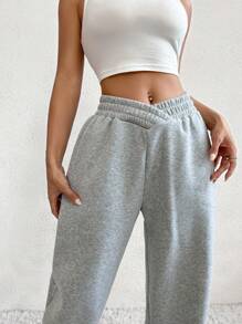 Flirla Solid Slant Pocket Joggers - Grey - View 4