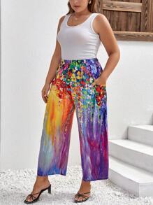 EMERY ROSE 大碼印花闊腿褲 - 彩色 - 查看 1