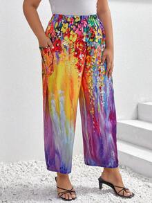 EMERY ROSE 大碼印花闊腿褲 - 彩色 - 查看 4