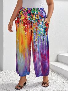EMERY ROSE 大碼印花闊腿褲 - 彩色 - 查看 5