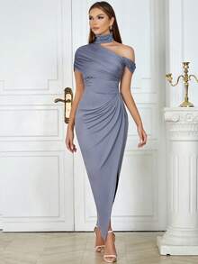 Retro Sexy Schlichtes, Schulterfreies, Schmales Damen Kleid