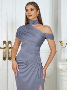 Retro Sexy Schlichtes, Schulterfreies, Schmales Damen Kleid