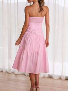 Rochie tub cu tiv cu volan în față - Baby Pink - Vizualizare 2