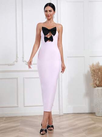 Modphy Bow Front Split Back Dress